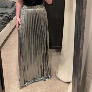 Metallic Silver Maxi Skirt